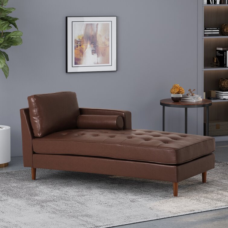 Large leather chaise discount lounge